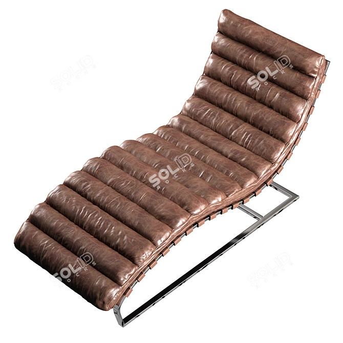 Vintage Leather Chaise Lounge 3D model image 2