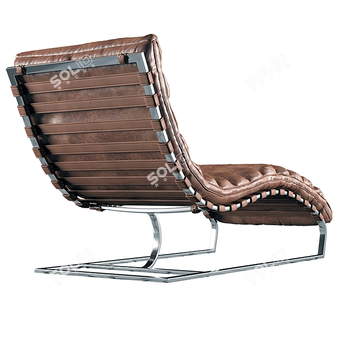 Vintage Leather Chaise Lounge 3D model image 3