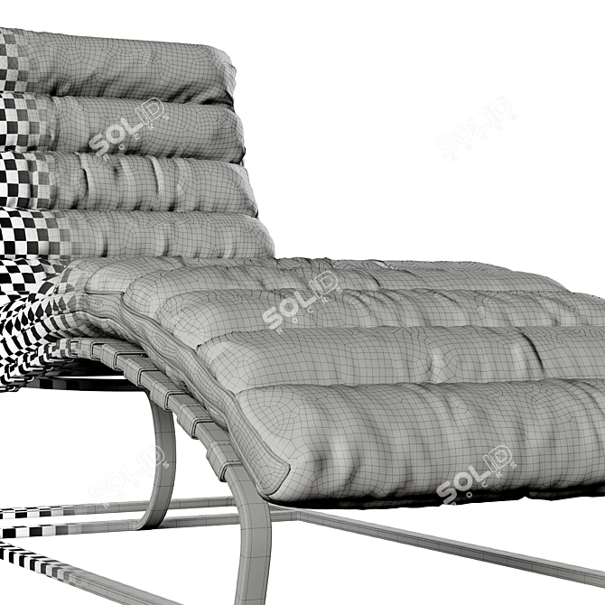 Vintage Leather Chaise Lounge 3D model image 5