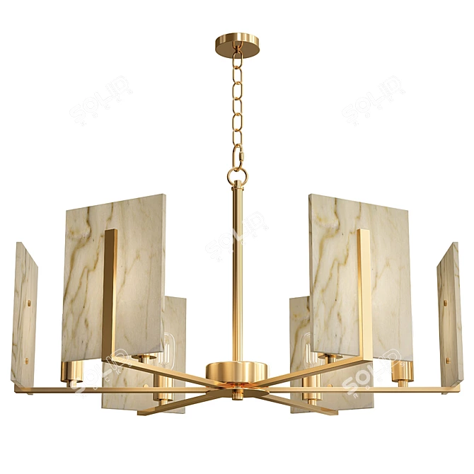 Elegant Marble Square Chandelier 3D model image 1