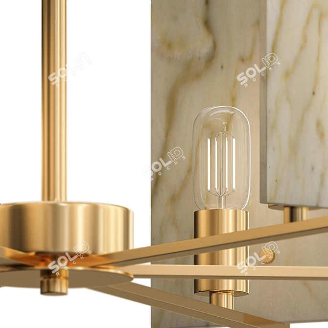 Elegant Marble Square Chandelier 3D model image 2