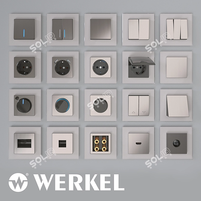 Werkel Nickel Switches & Sockets 3D model image 1