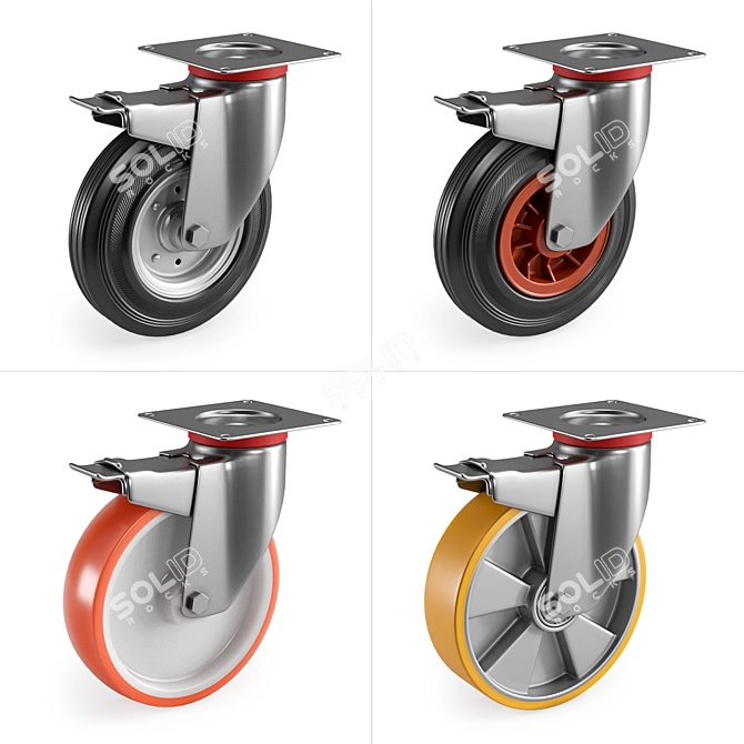 Versatile Casters for Easy Mobility 3D model image 1