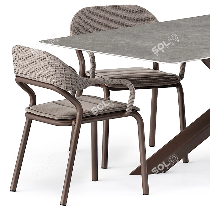 Modern NOSS Armchair & STAR tavolo table by Varaschin 3D model image 3