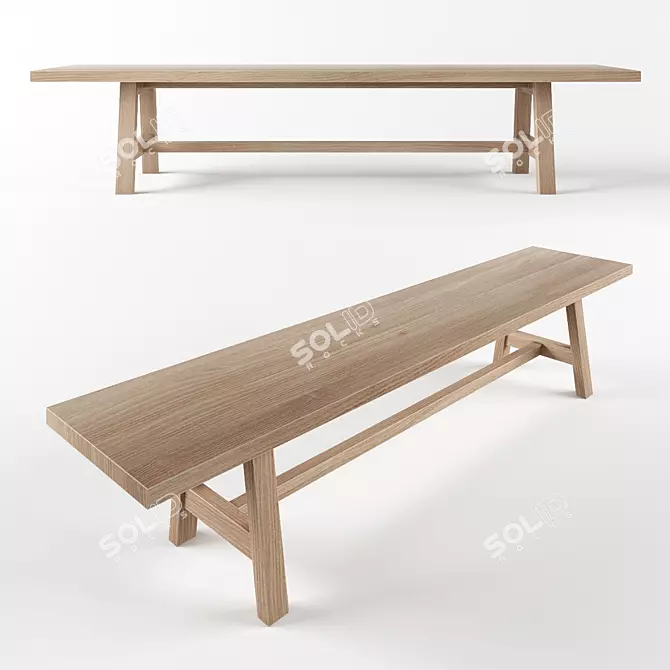 Workshop Bench: Handcrafted, Durable & Stylish 3D model image 1