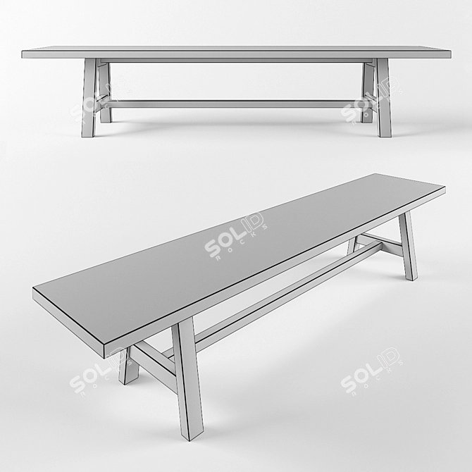 Workshop Bench: Handcrafted, Durable & Stylish 3D model image 2