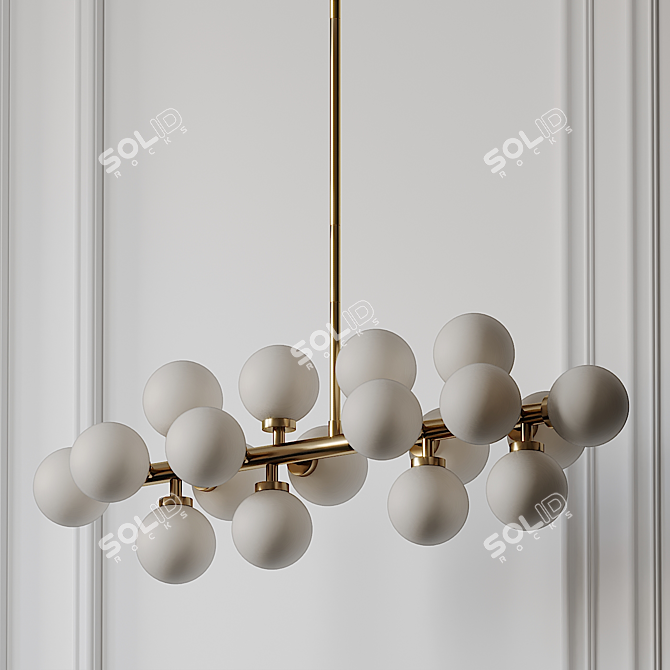 Elegant Satin Gold Chandelier 3D model image 2