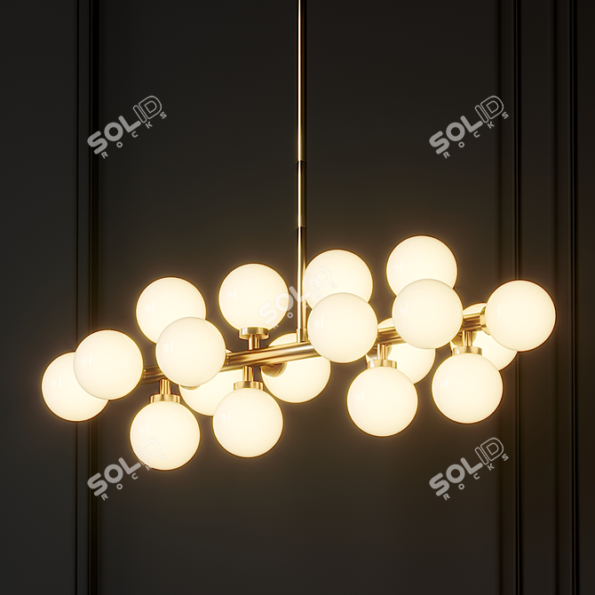 Elegant Satin Gold Chandelier 3D model image 4