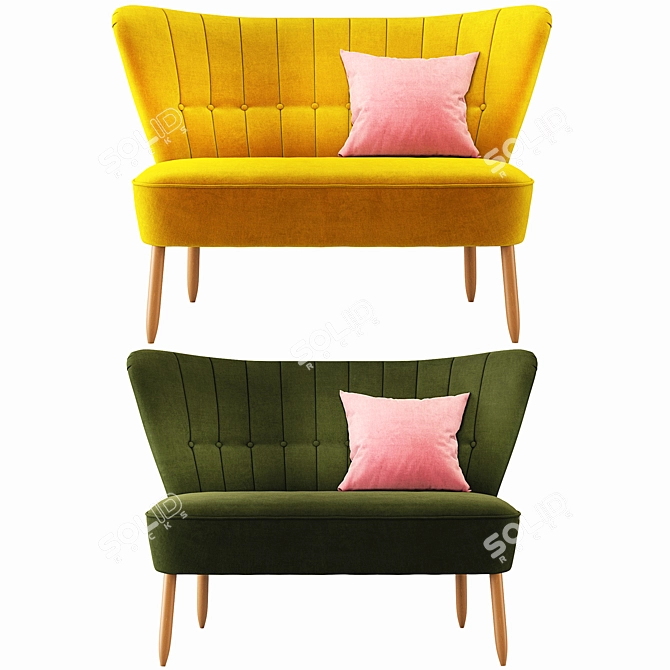 Velvet Elegance: Swoon Fitz 2-Seater Sofa 3D model image 2