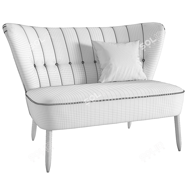 Velvet Elegance: Swoon Fitz 2-Seater Sofa 3D model image 4