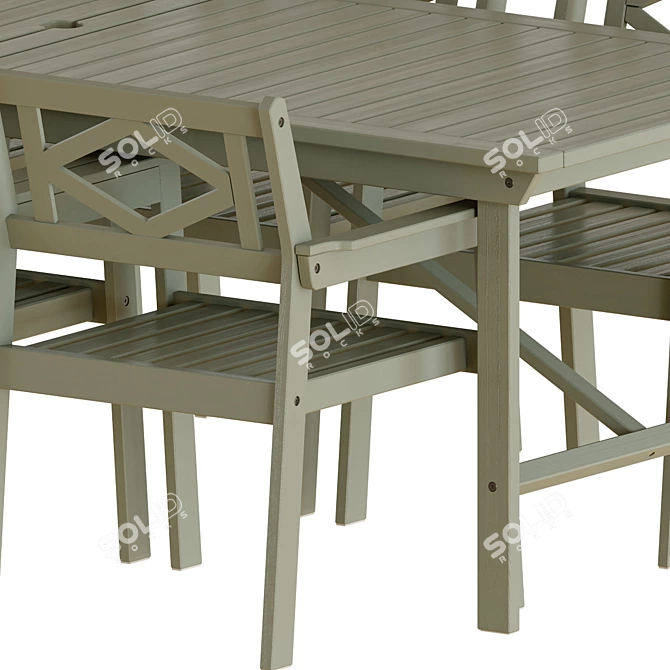 Modern Gray Outdoor Table and Chair Set 3D model image 2