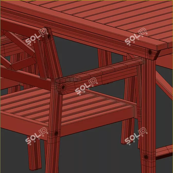 Modern Gray Outdoor Table and Chair Set 3D model image 5