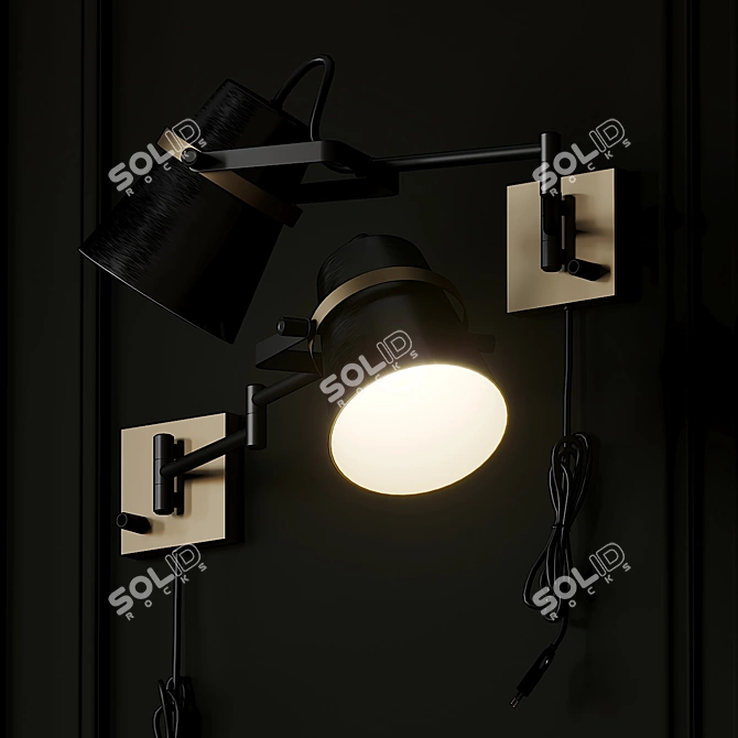 Modern Matte Black Swing Arm Wall Sconce 3D model image 2