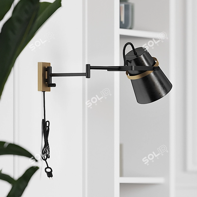 Modern Matte Black Swing Arm Wall Sconce 3D model image 5