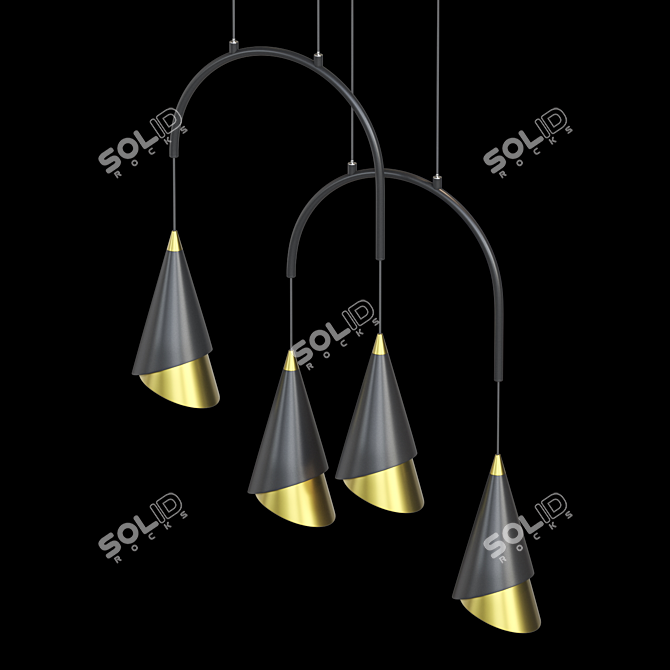 Stylish Stendal 4 Lamp: Conical Shades, U-shaped Frame 3D model image 2