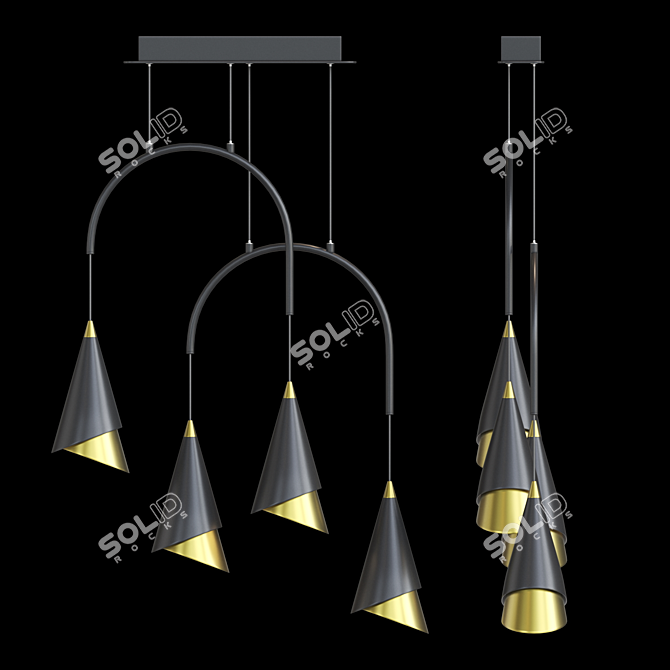 Stylish Stendal 4 Lamp: Conical Shades, U-shaped Frame 3D model image 3