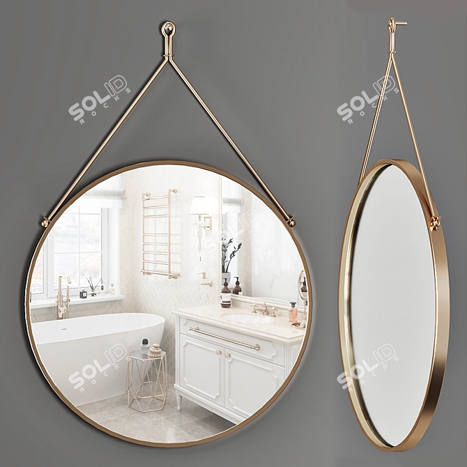 Elegant Gold Morongo Mirror 3D model image 1