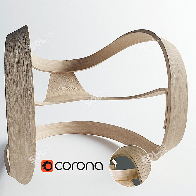 Wooden Rocking Armchair 3D model image 1