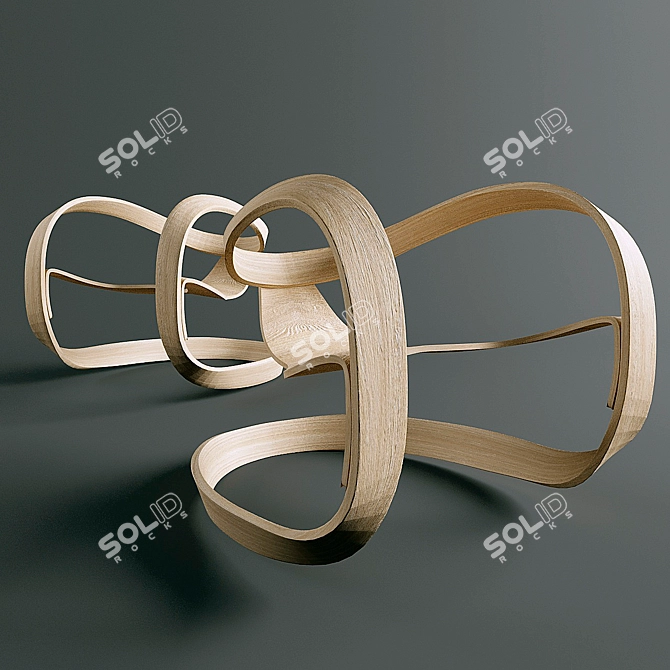 Wooden Rocking Armchair 3D model image 3