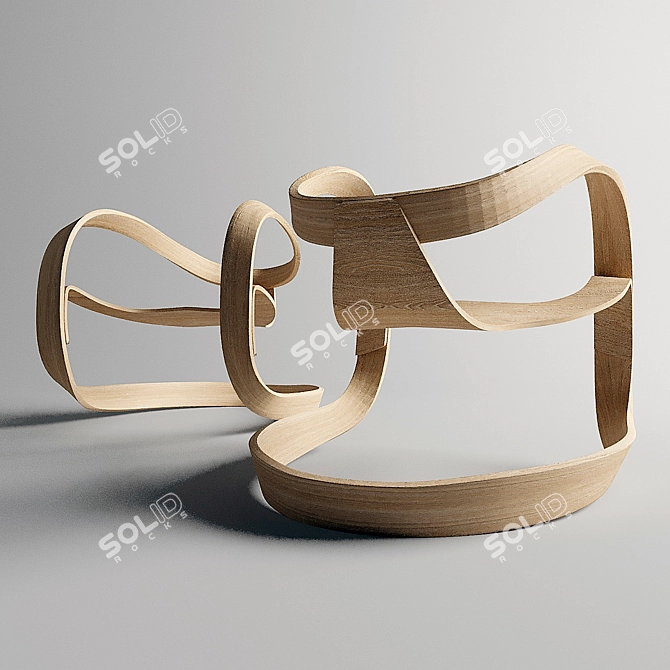 Wooden Rocking Armchair 3D model image 4