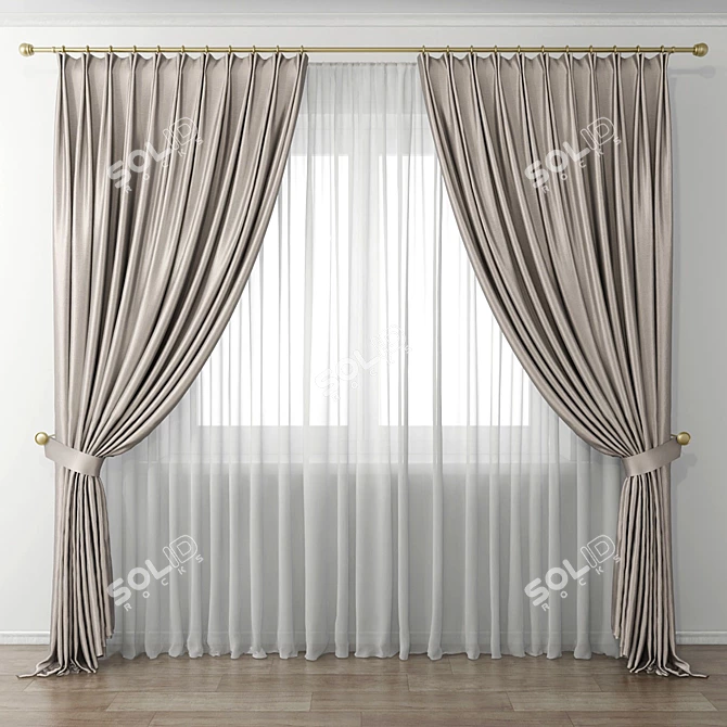 Elegant Sheer Window Curtains 3D model image 1