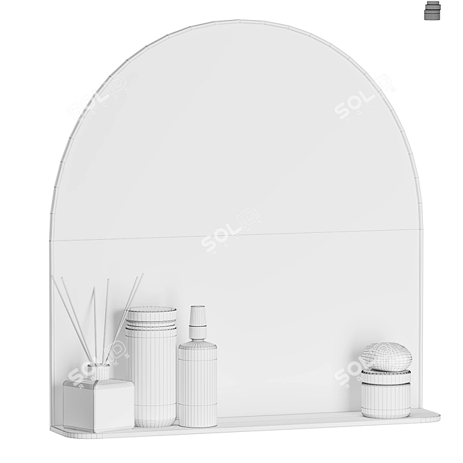 Brass Arched Mirror + Shelf 3D model image 4