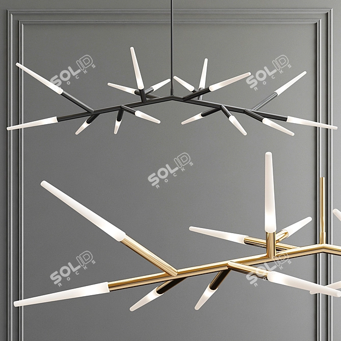 Trendy Branching Chandelier - 3 Designs 3D model image 4