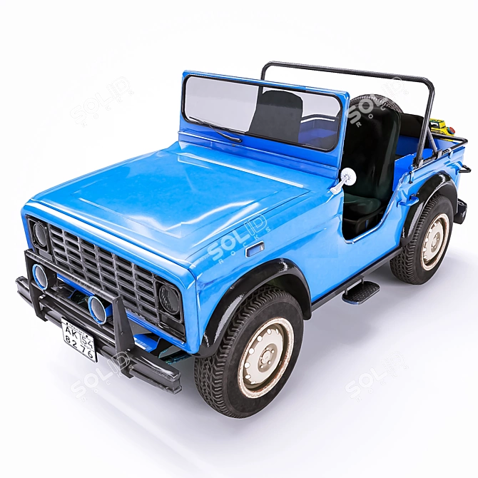 Rugged Blue Jeep: High-Quality, Animatable 3D Model 3D model image 1