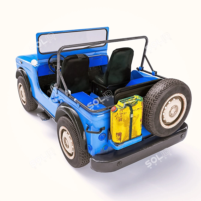 Rugged Blue Jeep: High-Quality, Animatable 3D Model 3D model image 2