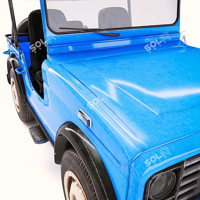 Rugged Blue Jeep: High-Quality, Animatable 3D Model 3D model image 3