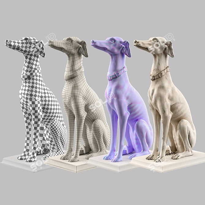 Roberto Giovannini Grey Hound Sculpture 3D model image 2