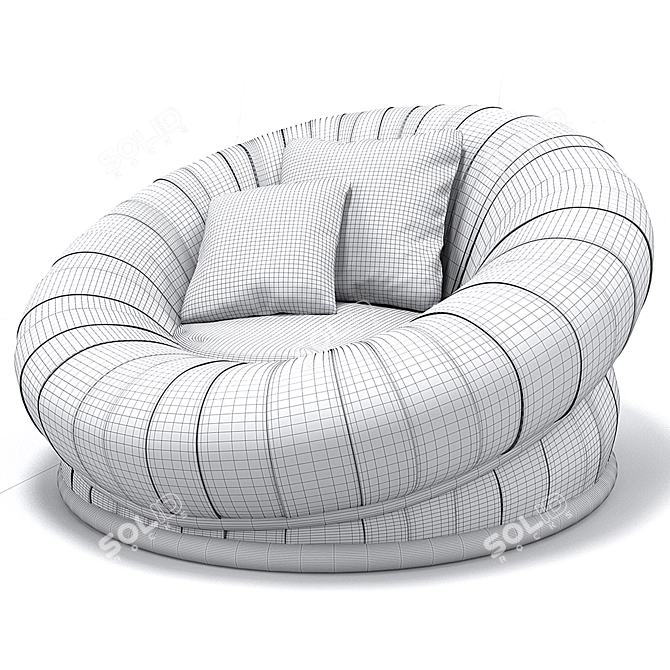 Fabric Fold Design Modern Armchair 3D model image 1