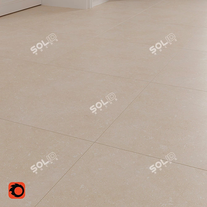 Beige Stone Rockshell Floor Tiles 3D model image 2