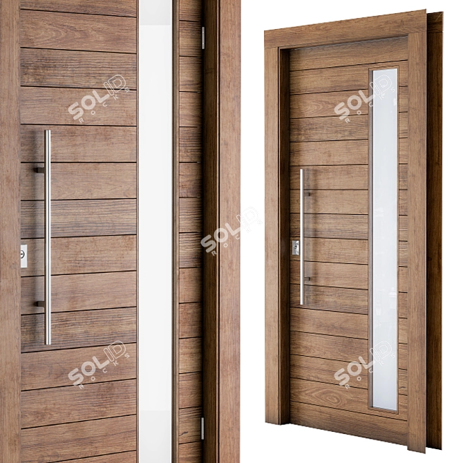 Elegant Oak Front Door 3D model image 1