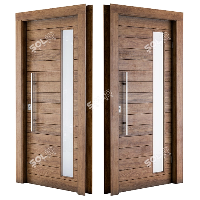 Elegant Oak Front Door 3D model image 2