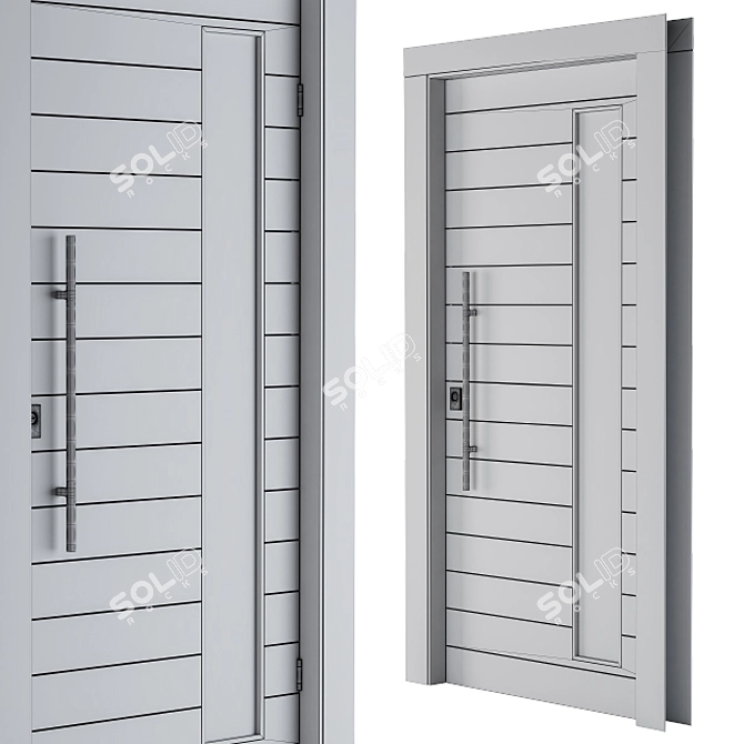 Elegant Oak Front Door 3D model image 4