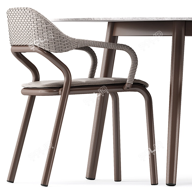 Stylish NOSS Armchair & ELLISSE Table Combo 3D model image 3