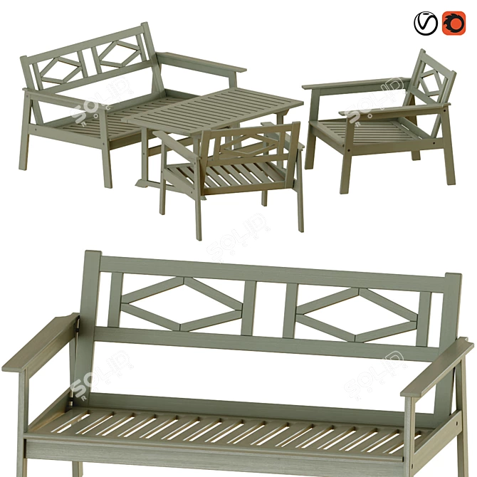 Outdoor Gray Stained Bondholmen Table Set 3D model image 1