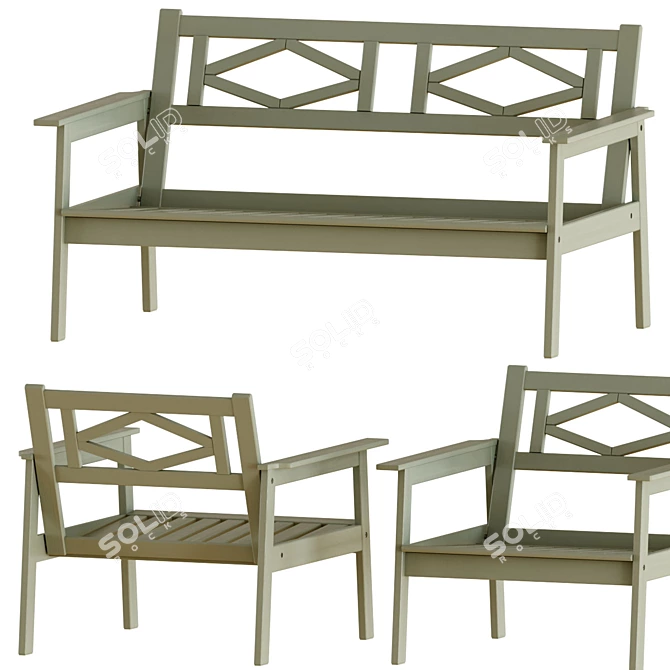 Outdoor Gray Stained Bondholmen Table Set 3D model image 2