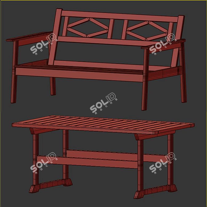 Outdoor Gray Stained Bondholmen Table Set 3D model image 5