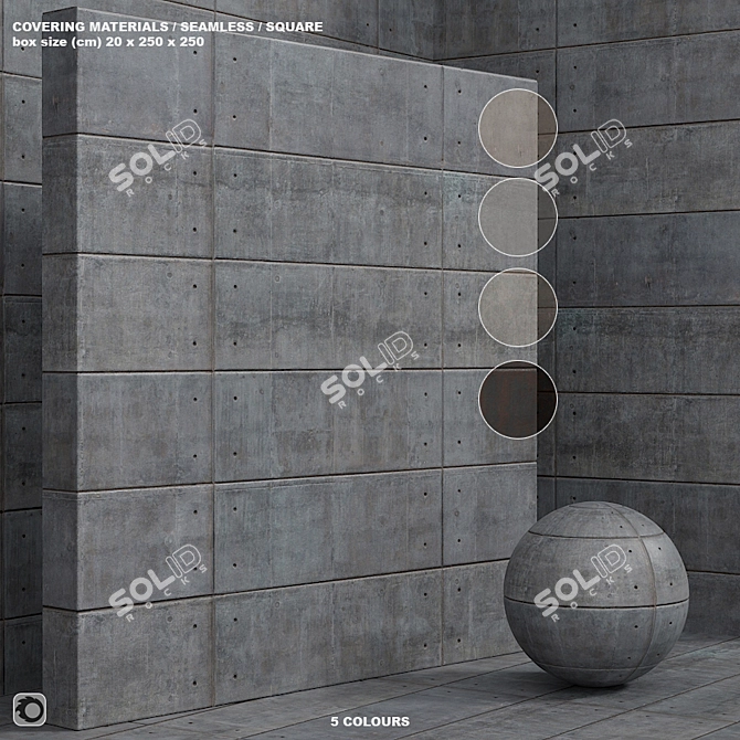 Seamless Material Set: Plaster, Concrete, Panel 3D model image 1