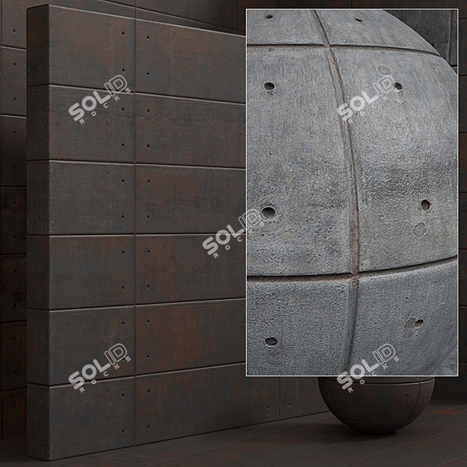 Seamless Material Set: Plaster, Concrete, Panel 3D model image 5