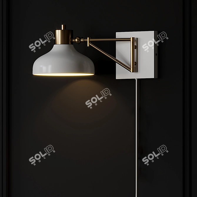 Berkeley White & Brass Swing Arm Sconce 3D model image 2