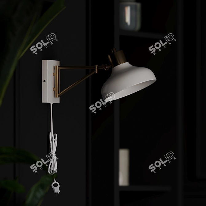 Berkeley White & Brass Swing Arm Sconce 3D model image 5