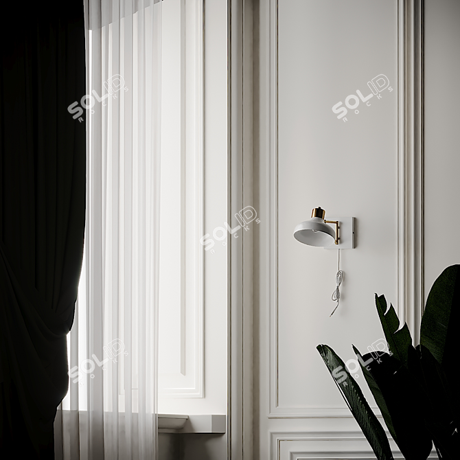 Berkeley White & Brass Swing Arm Sconce 3D model image 6