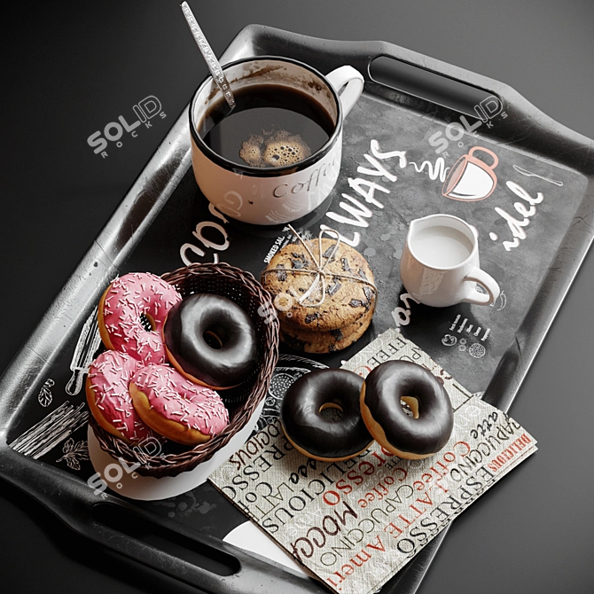 Elegant Coffee Decor Set 3D model image 2