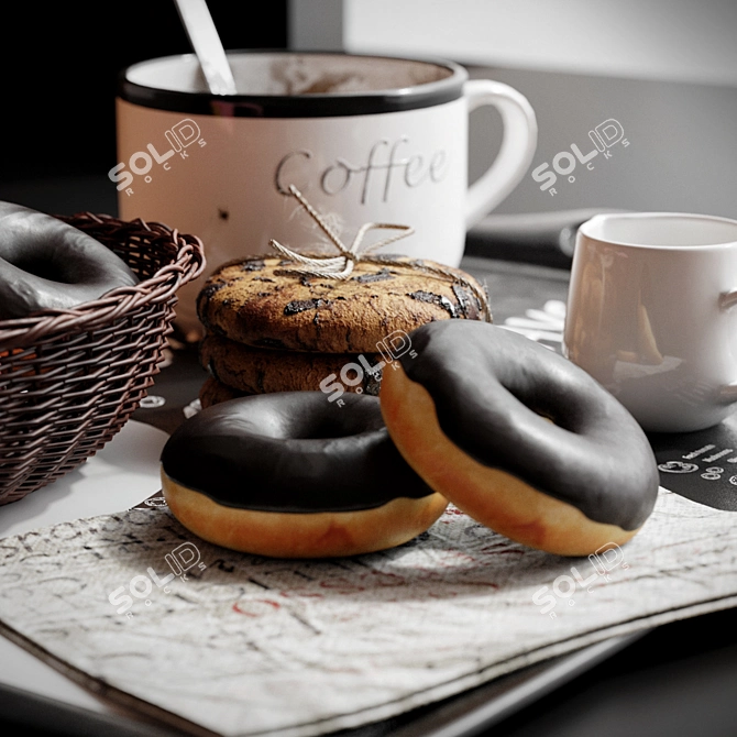 Elegant Coffee Decor Set 3D model image 3