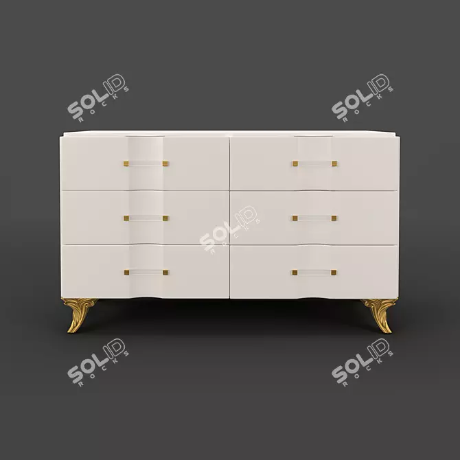 Elegant White Lacquered Chest: Fratelli Barri RIMINI 3D model image 1