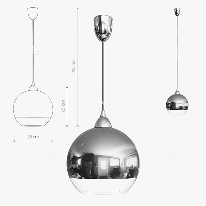 Nowodvorski Globe M 4953: Modern Chrome and Glass Pendant Light 3D model image 1