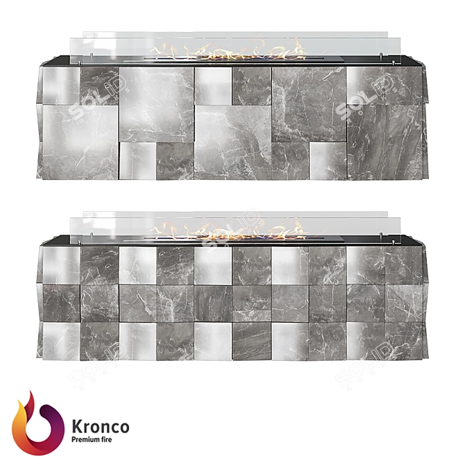 Kvadro Bio Fireplace: Stylish 3D Panels & Optiwhite Glass 3D model image 2